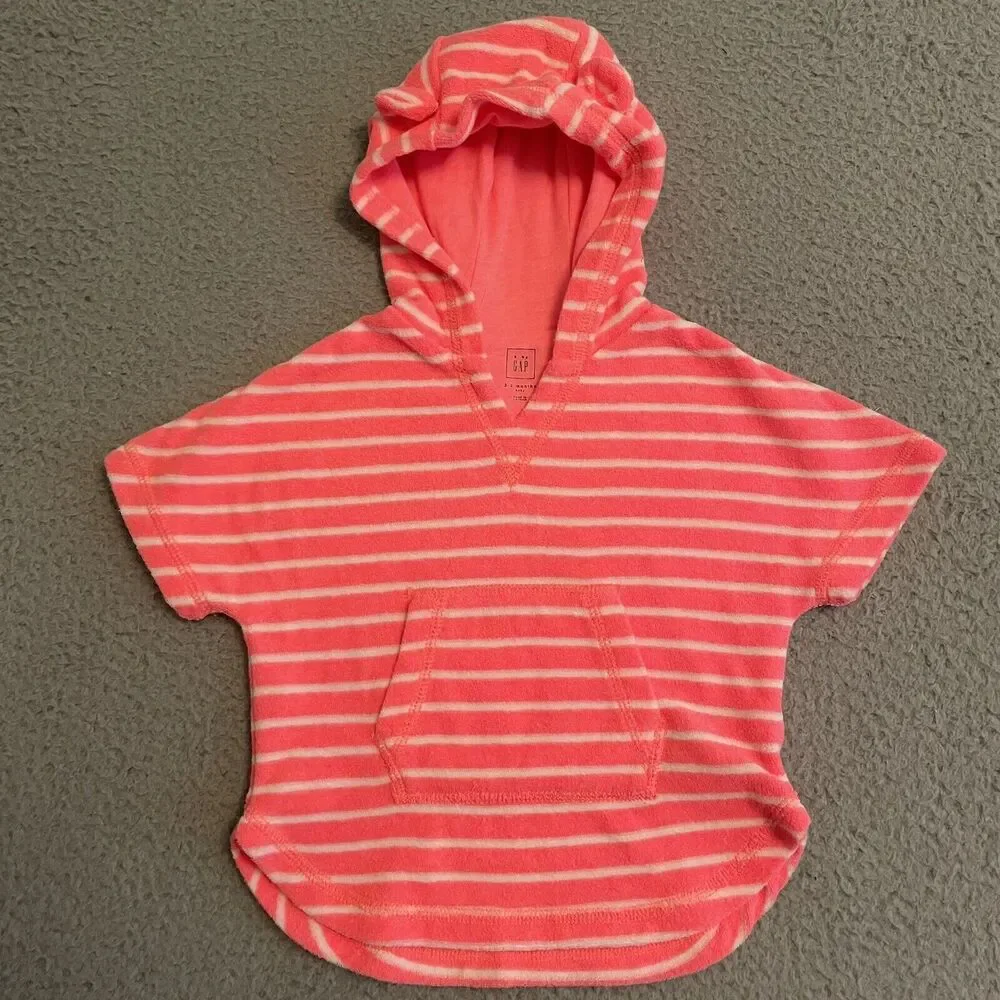 Baby Gap 3-6 months Terry Neon Striped Hooded Swim Cover Beach